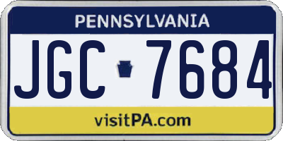 PA license plate JGC7684