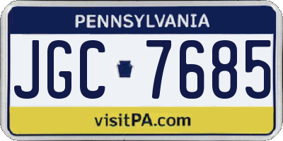 PA license plate JGC7685