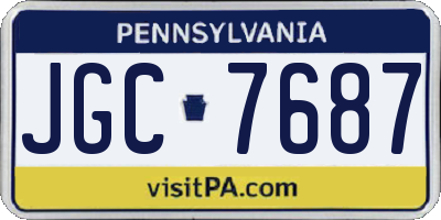 PA license plate JGC7687