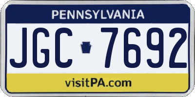 PA license plate JGC7692