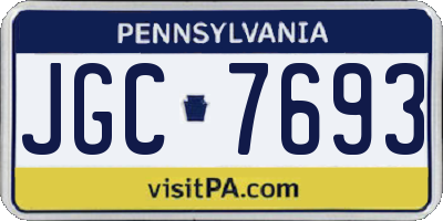 PA license plate JGC7693
