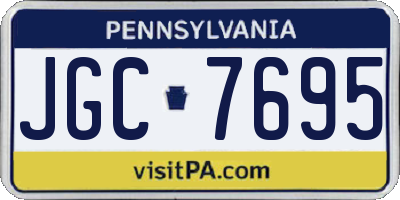 PA license plate JGC7695