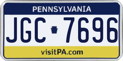 PA license plate JGC7696
