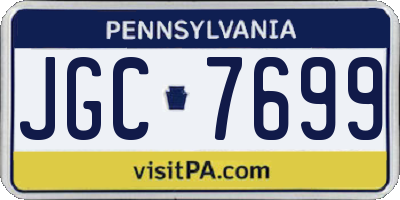 PA license plate JGC7699