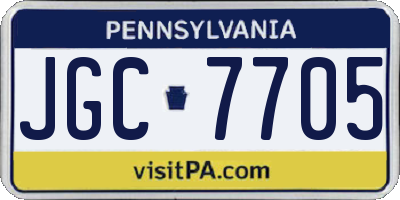 PA license plate JGC7705