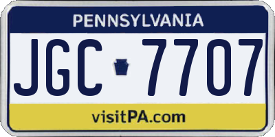 PA license plate JGC7707