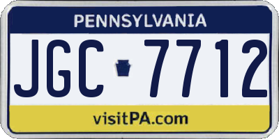 PA license plate JGC7712