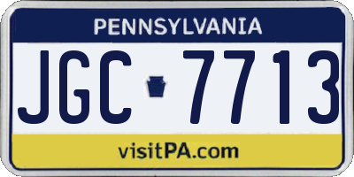 PA license plate JGC7713