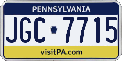PA license plate JGC7715