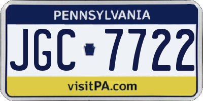 PA license plate JGC7722