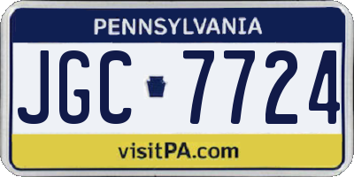 PA license plate JGC7724
