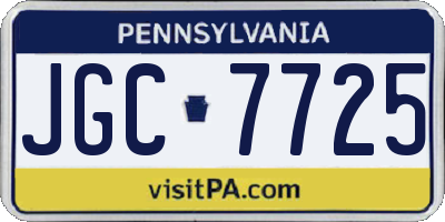 PA license plate JGC7725