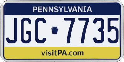 PA license plate JGC7735