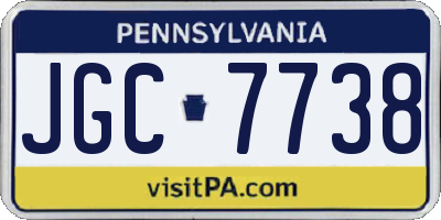 PA license plate JGC7738