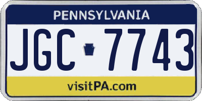 PA license plate JGC7743