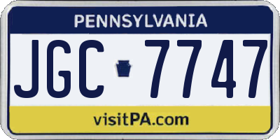 PA license plate JGC7747