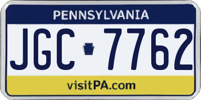 PA license plate JGC7762