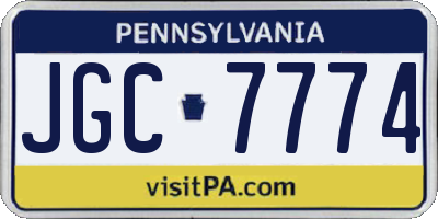 PA license plate JGC7774