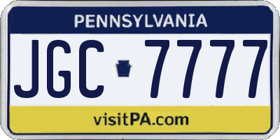 PA license plate JGC7777