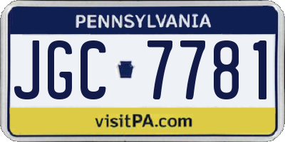 PA license plate JGC7781