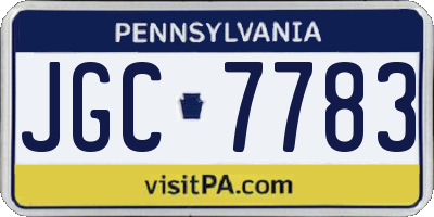 PA license plate JGC7783