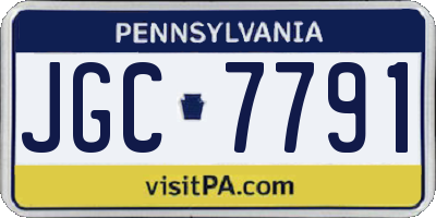 PA license plate JGC7791