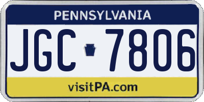PA license plate JGC7806