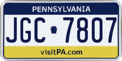 PA license plate JGC7807