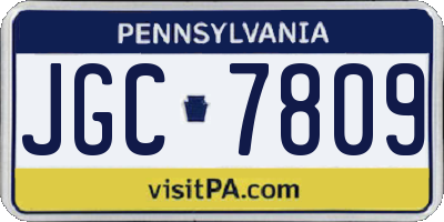 PA license plate JGC7809