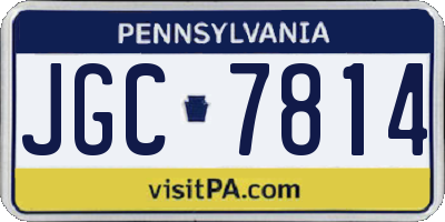 PA license plate JGC7814