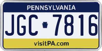 PA license plate JGC7816