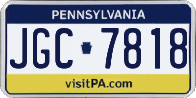 PA license plate JGC7818