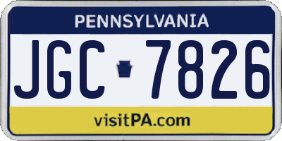 PA license plate JGC7826