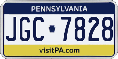 PA license plate JGC7828