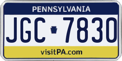 PA license plate JGC7830