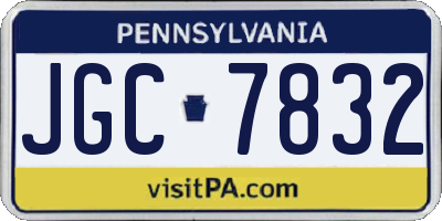 PA license plate JGC7832