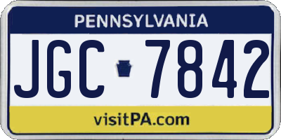 PA license plate JGC7842