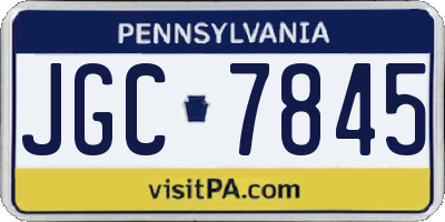 PA license plate JGC7845