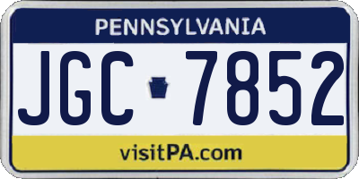 PA license plate JGC7852