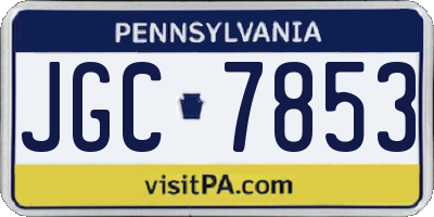 PA license plate JGC7853
