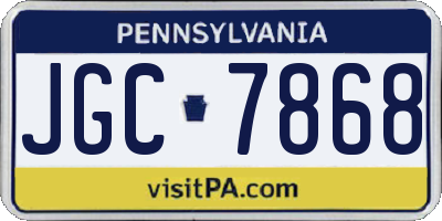 PA license plate JGC7868