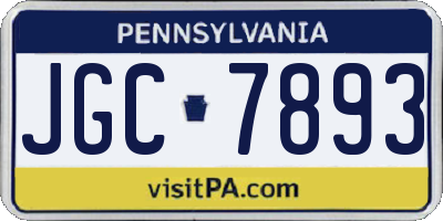 PA license plate JGC7893