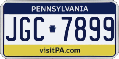 PA license plate JGC7899