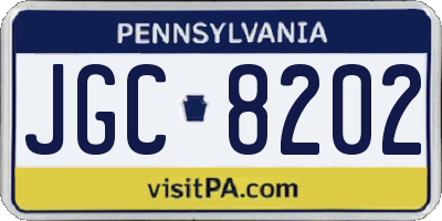 PA license plate JGC8202