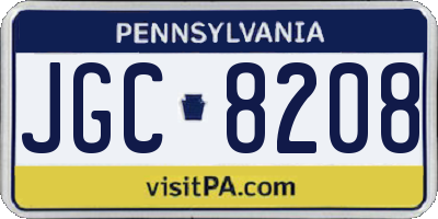 PA license plate JGC8208