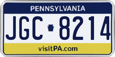 PA license plate JGC8214