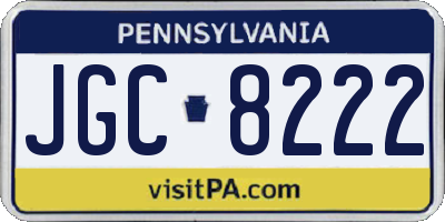 PA license plate JGC8222