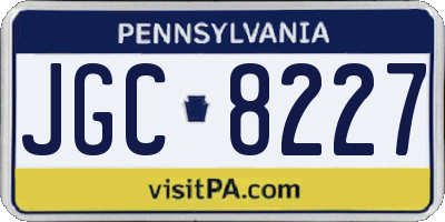 PA license plate JGC8227