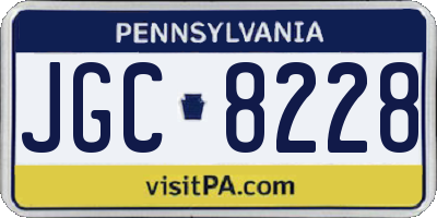 PA license plate JGC8228