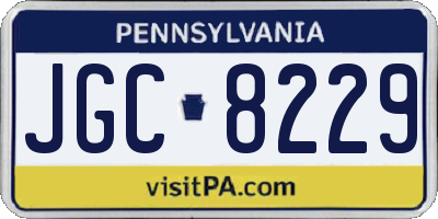 PA license plate JGC8229